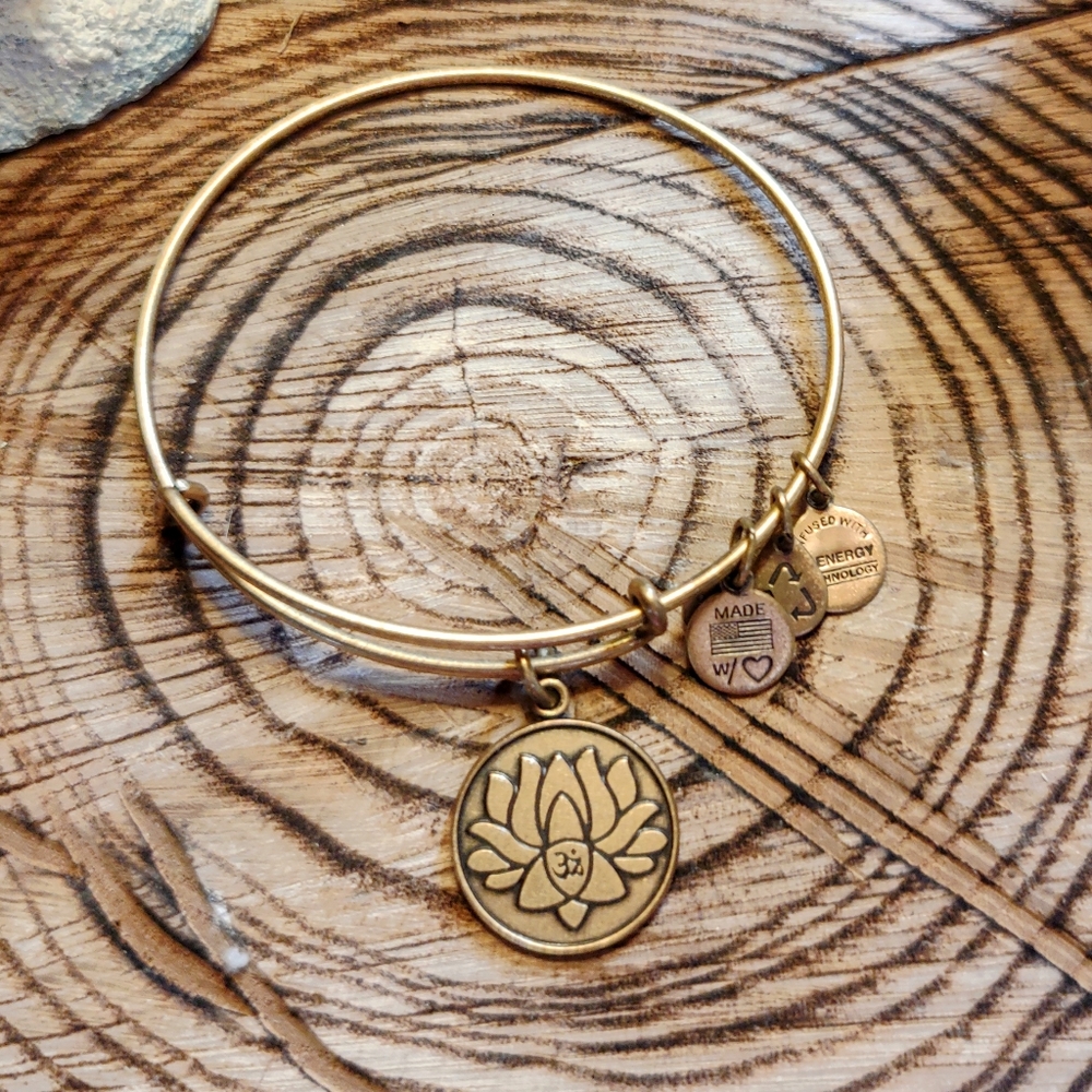 Alex and Ani gold tone bracelet "lotus peace flower"